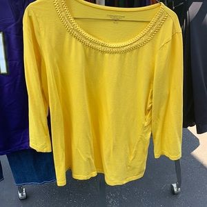 COPY - Yellow 3/4 sleeve woven neck top
